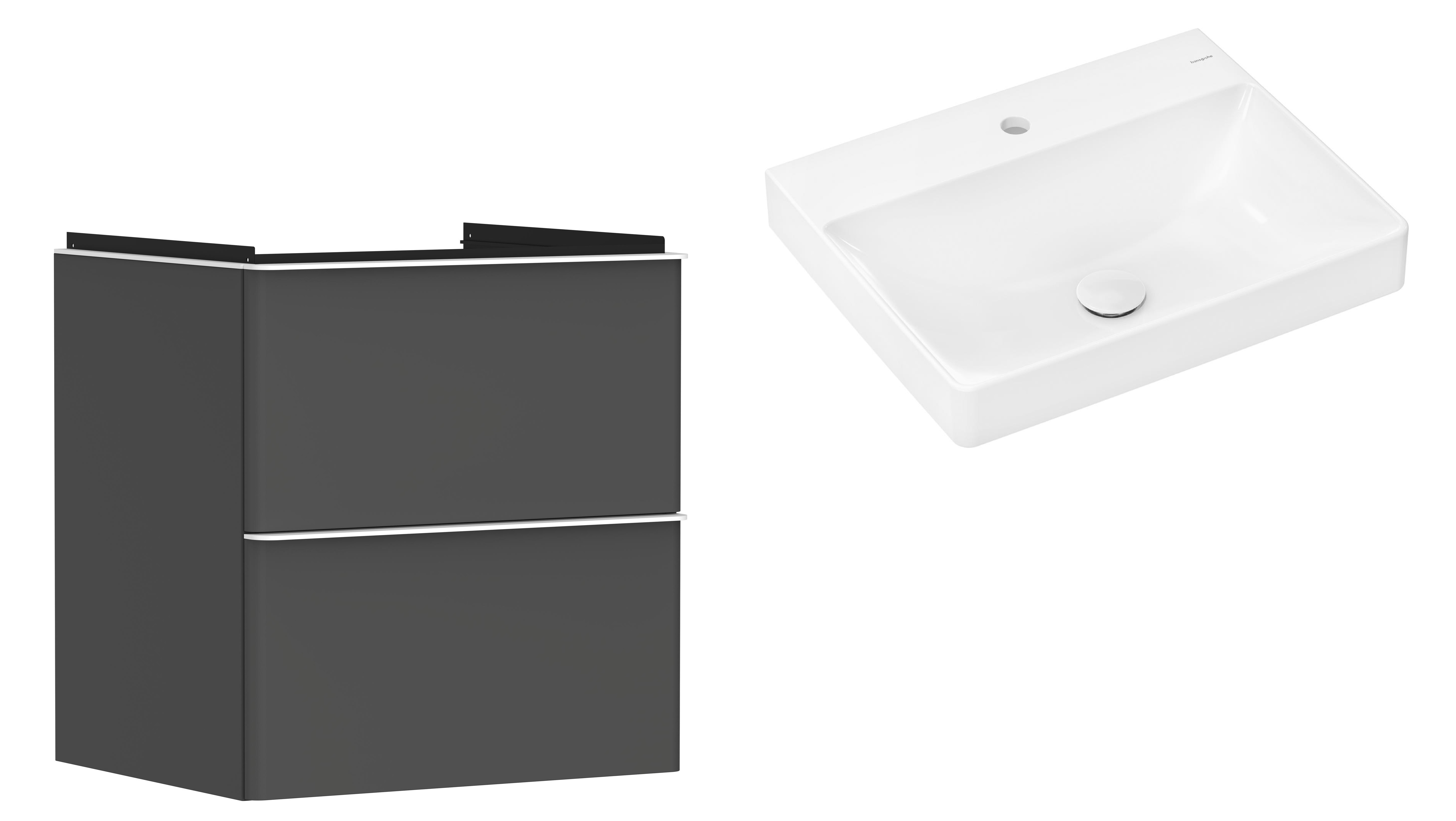 Hansgrohe Xelu Q szafka wisząca z umywalką 60x48 cm szary diament mat/biały mat/biały (54024700, 61016450)