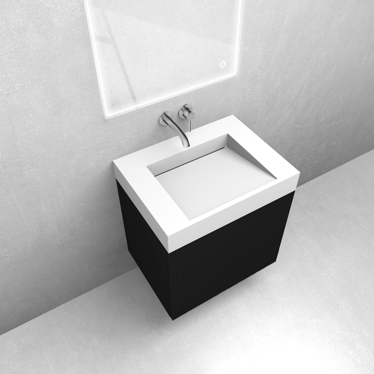 Zestaw Oltens Lun szafka podumywalkowa 60 cm z umywalką Stila LavaForm czarny mat/biały mat 68789300 - Wysyłka w 24h