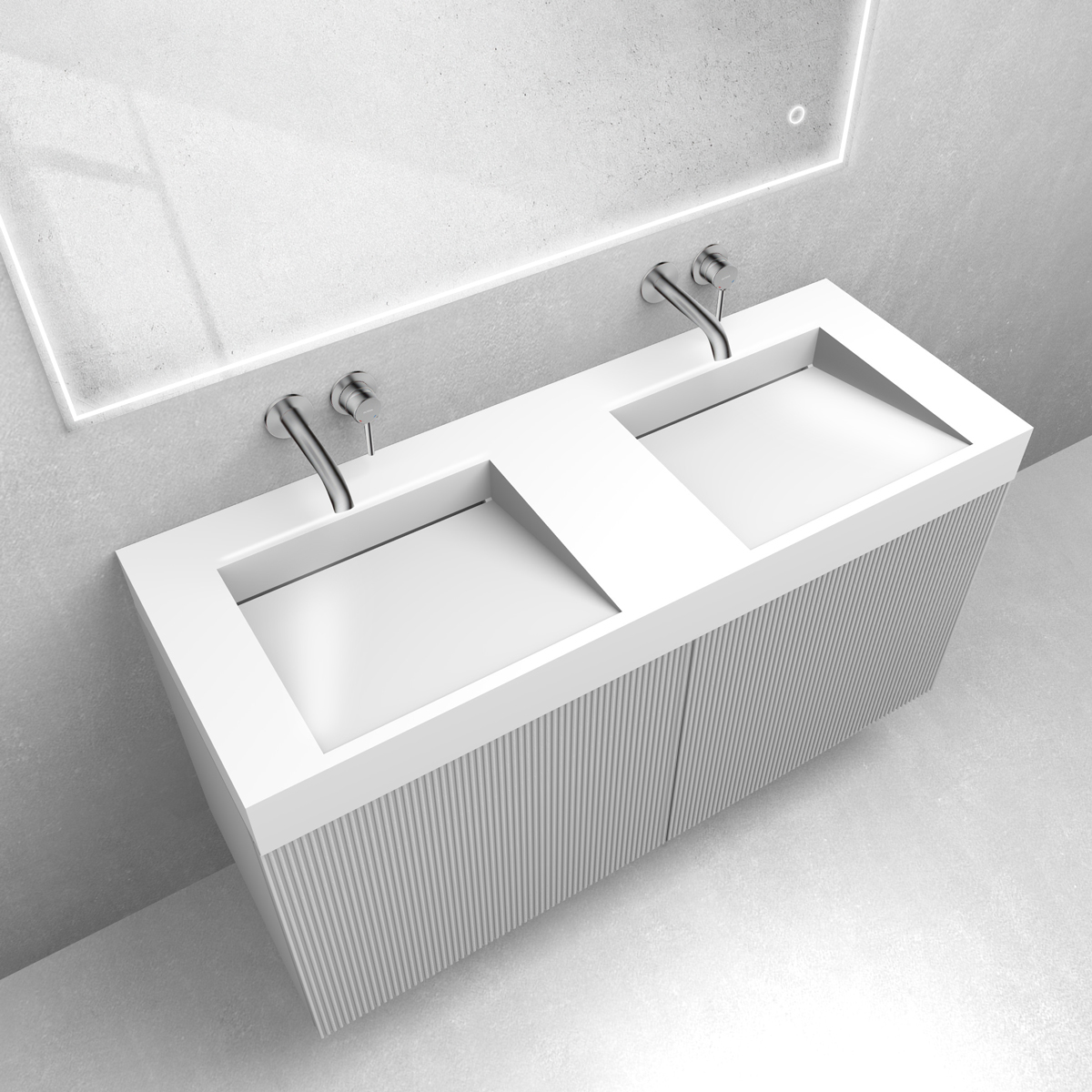 Zestaw Oltens Lun szafka podumywalkowa 120 cm z umywalką Stila LavaForm biały mat/biały połysk 68794000 - Wysyłka w 24h