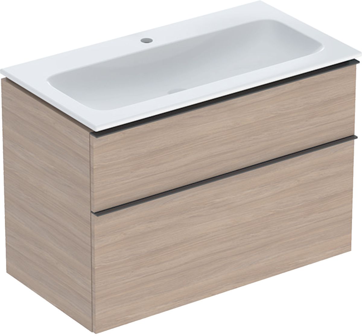 Geberit iCon Set Slim umywalka z szafką 90 cm zestaw meblowy KeraTect dąb/lava mat 502.333.JH.1