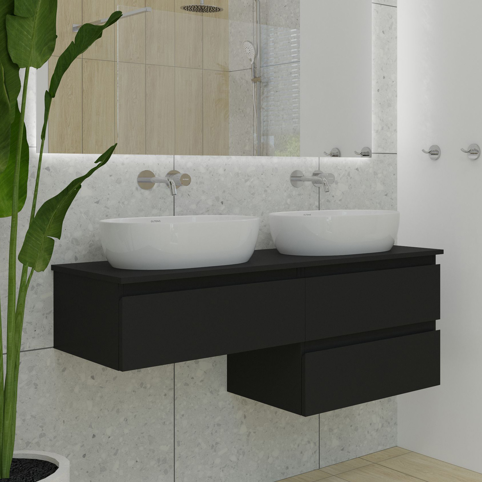 Oltens Vernal szafka 60 cm podumywalkowa wisząca czarny mat 60000300 - Wysyłka w 24h