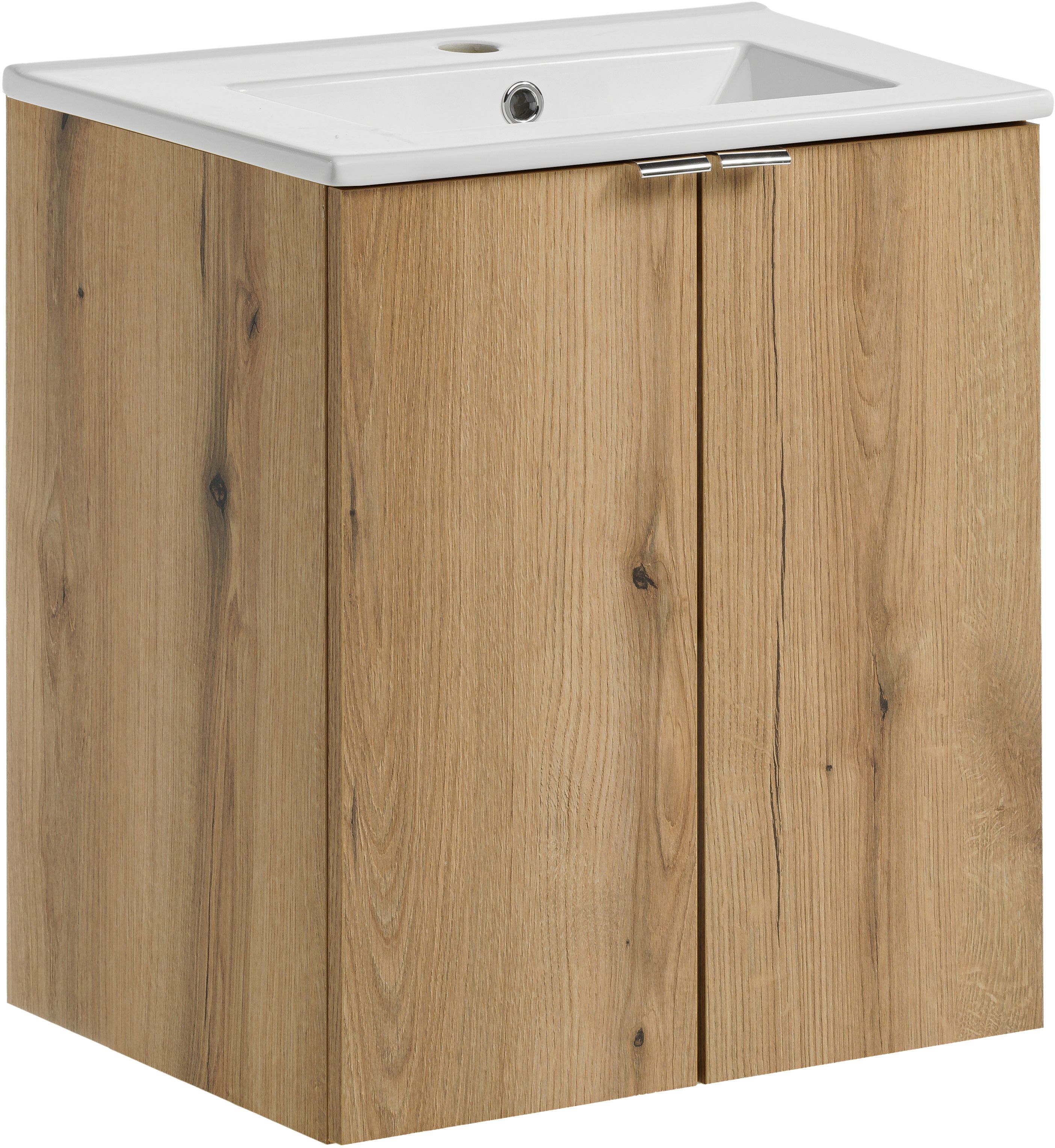 Zestaw Comad Nova Oak szafka 50 cm wisząca dąb i umywalka Dabnce 52x40 cm biała SET-NOA 50CM D DANCE