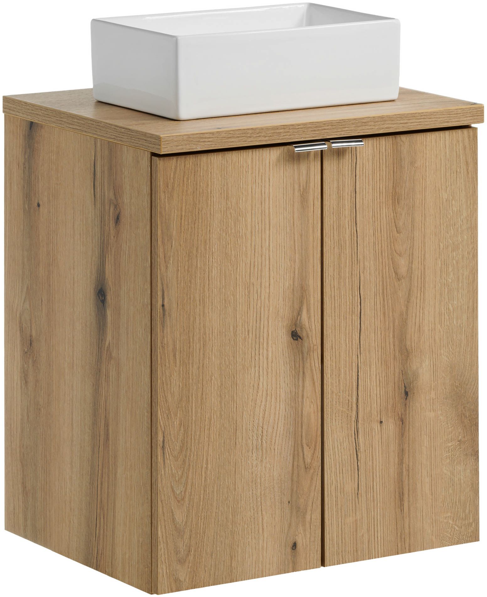 Zestaw Comad Nova Oak szafka z blatem 50 cm wisząca dąb i umywalka Gaja 35x22 cm biała SET-NOA B OAK 50CM D UN GAJA 35 SW