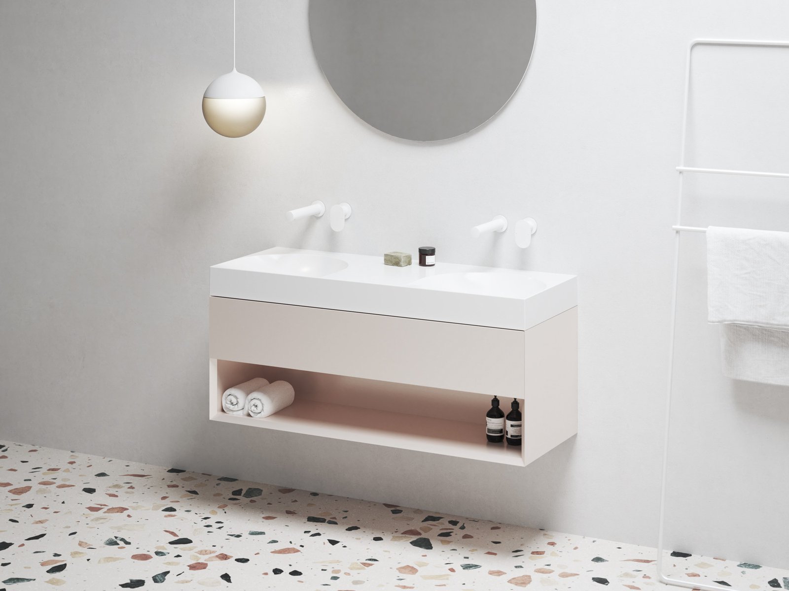 Ravak Lite szafka 120x45x43 cm podumywalkowa wisząca alabaster pink X000001872