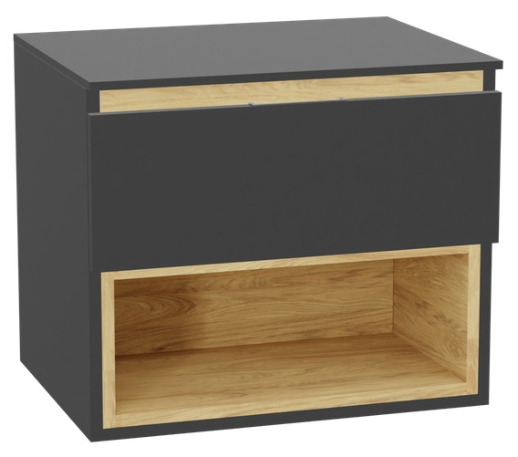Zestaw Excellent Tuto 2.0 szafka 60 cm podumywalkowa wisząca z blatem szary-dąb MLEX.2171.K.60.011G.GRGR