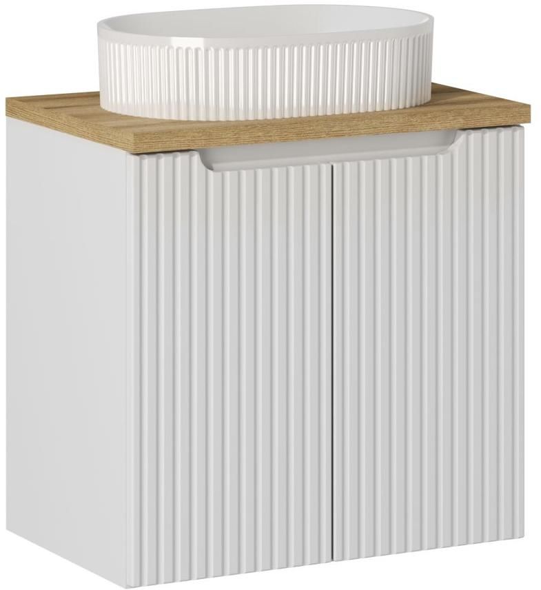 Zestaw Comad Nova White/Oak szafka z blatem 60 cm wisząca biały/dąb i umywalka Beyond 48x32,5 cm biała SET-NOW B OAK 60CM D UN BEYOND 5 ... - Wysyłka 