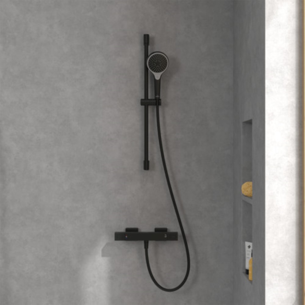 Zestaw Villeroy & Boch Universal Taps & Fittings zestaw prysznicowy ścienny termostatyczny czarny (TVS000018000K5, TVS109007000K5)