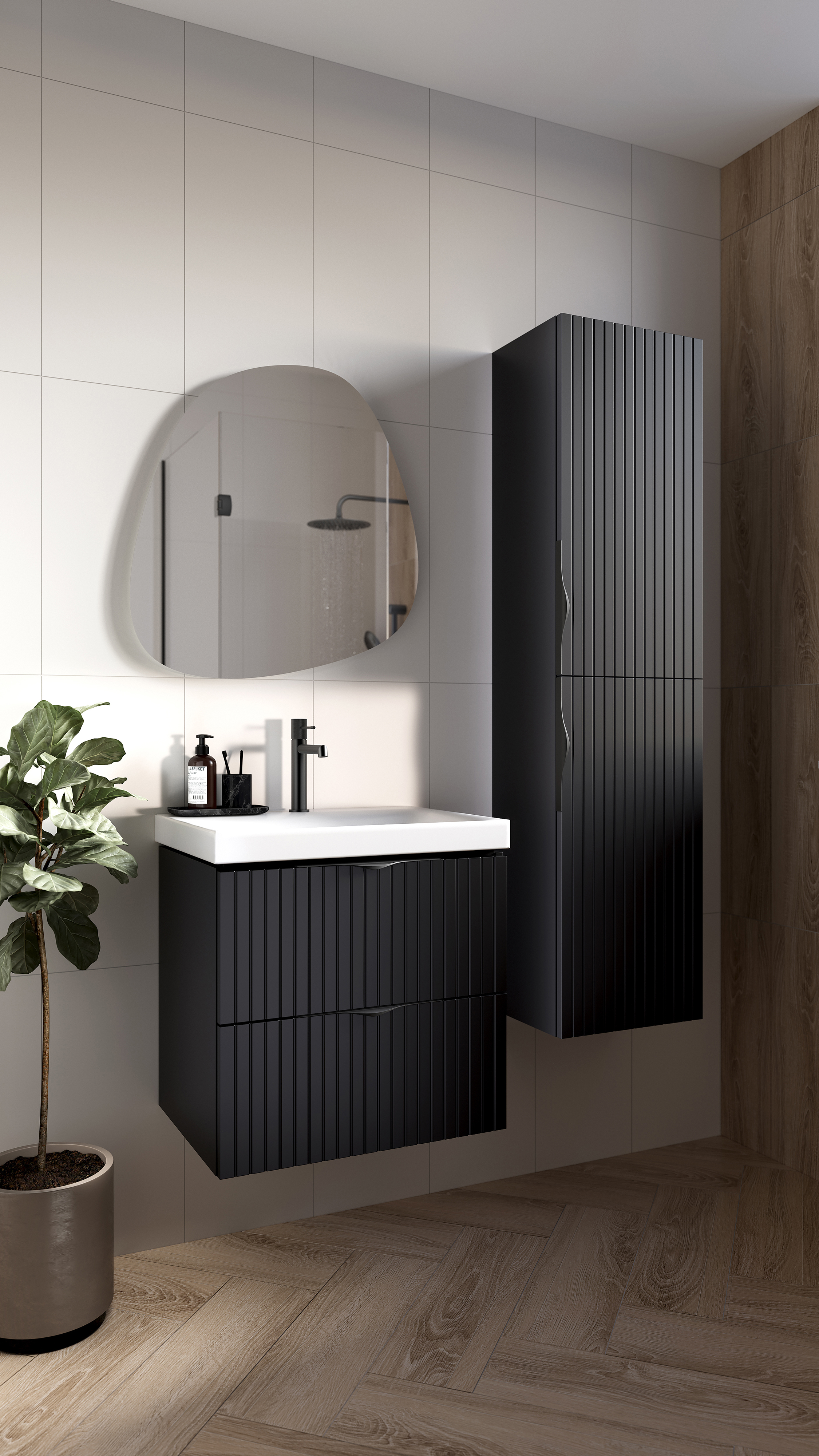 Cersanit Tirso szafka 79,4x44,7x57,2 cm podumywalkowa wisząca czarna S1017-011