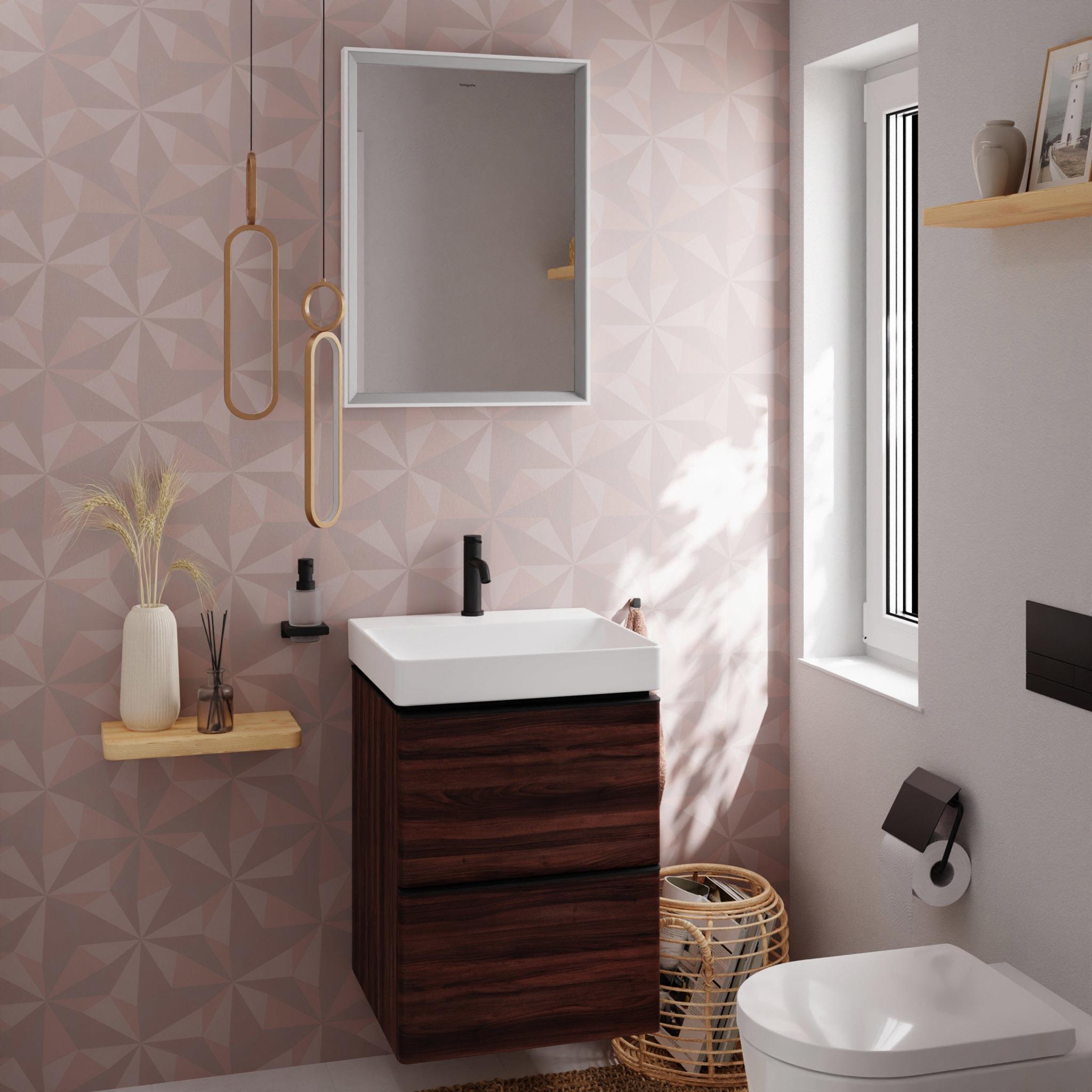 Hansgrohe Xelu Q szafka 48 cm podumywalkowa wisząca ciemny orzech/czarny mat 54022670