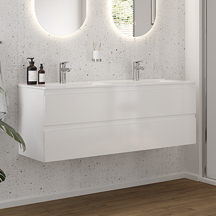 Oltens Vernal szafka 120 cm podumywalkowa wisząca z umywalką biały połysk 68464000 - Wysyłka w 24h