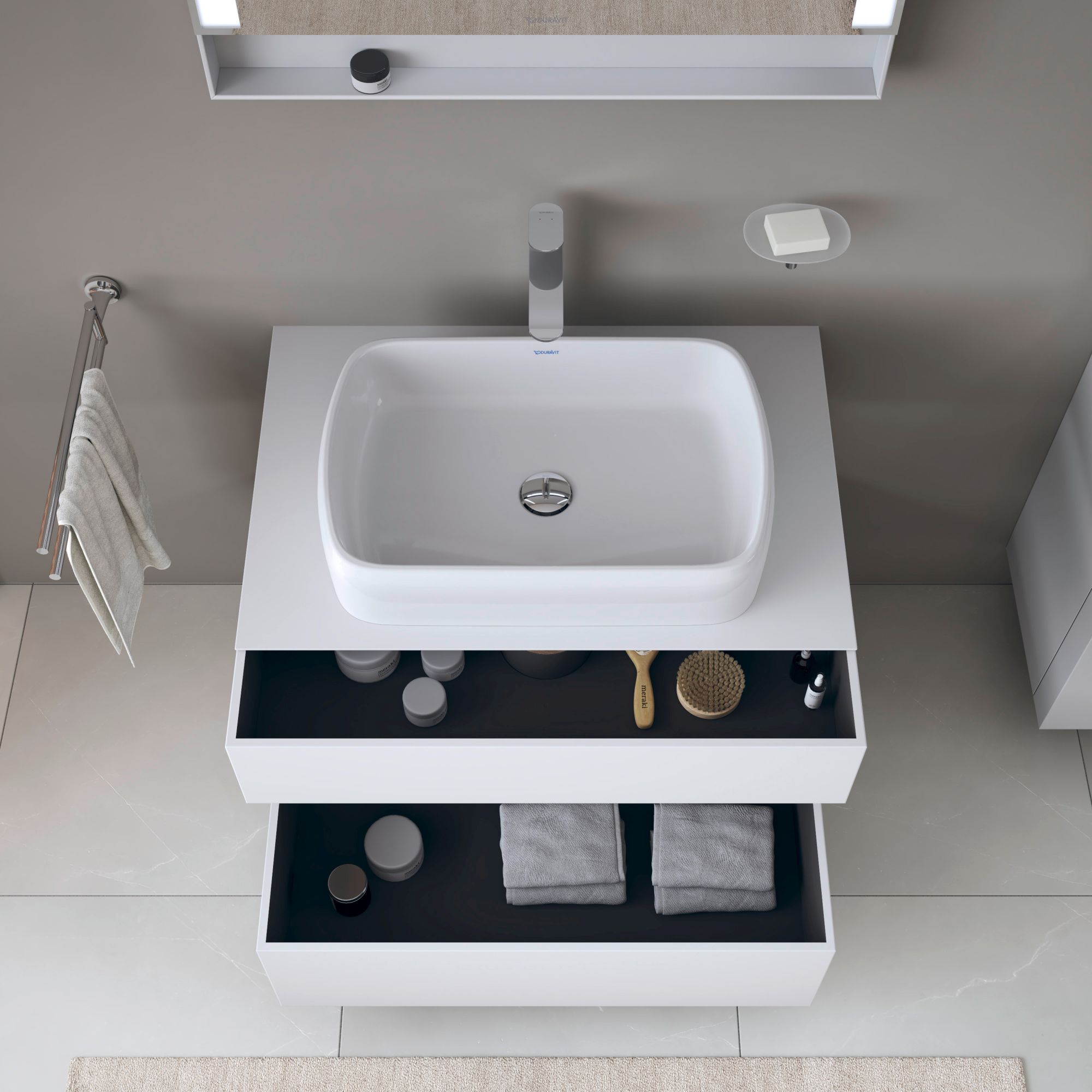 Duravit Qatego szafka 80 cm podumywalkowa wisząca biały mat/dąb QA4730055180010