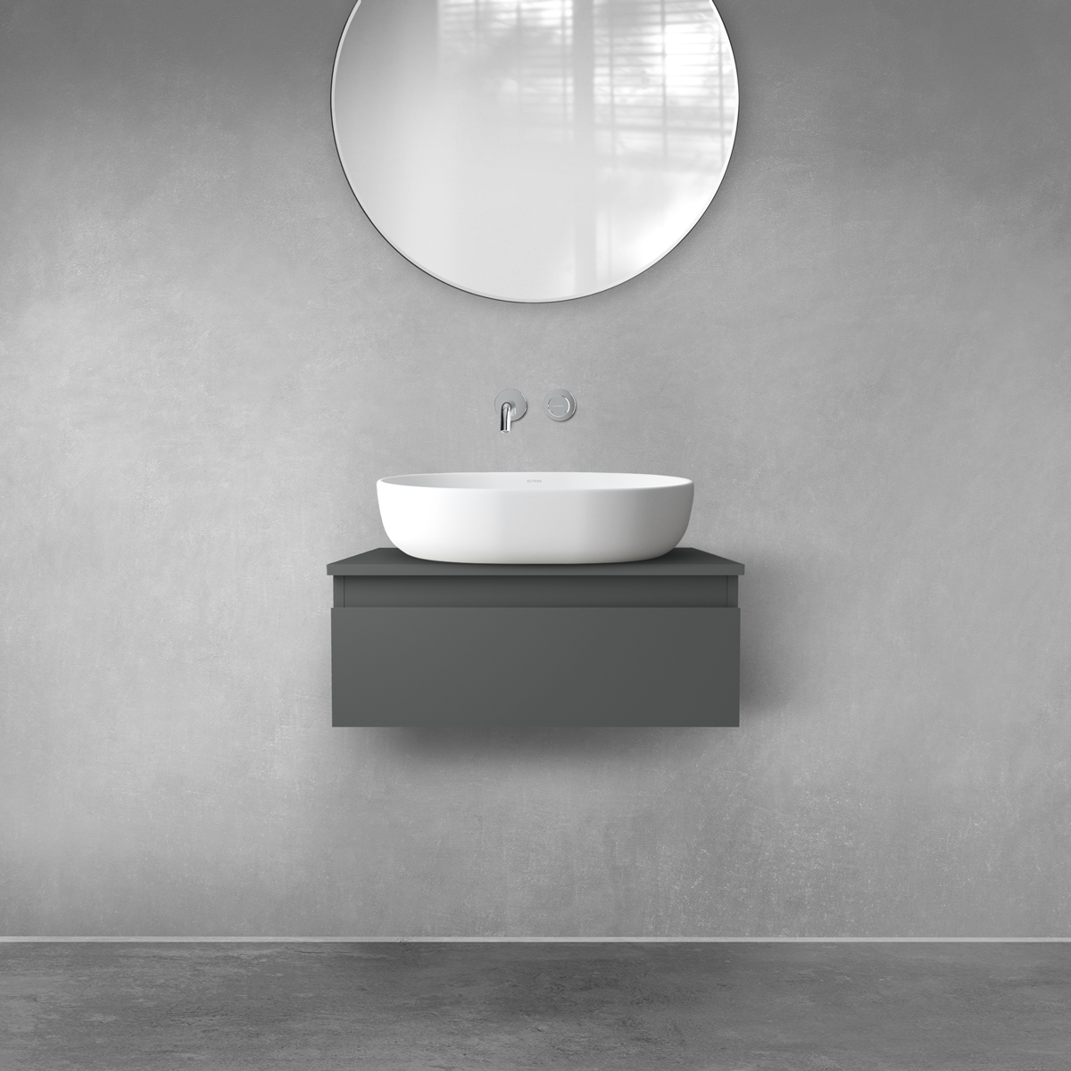 Oltens Vernal szafka 60 cm podumywalkowa wisząca z blatem grafit mat 68100400 - Wysyłka w 24h