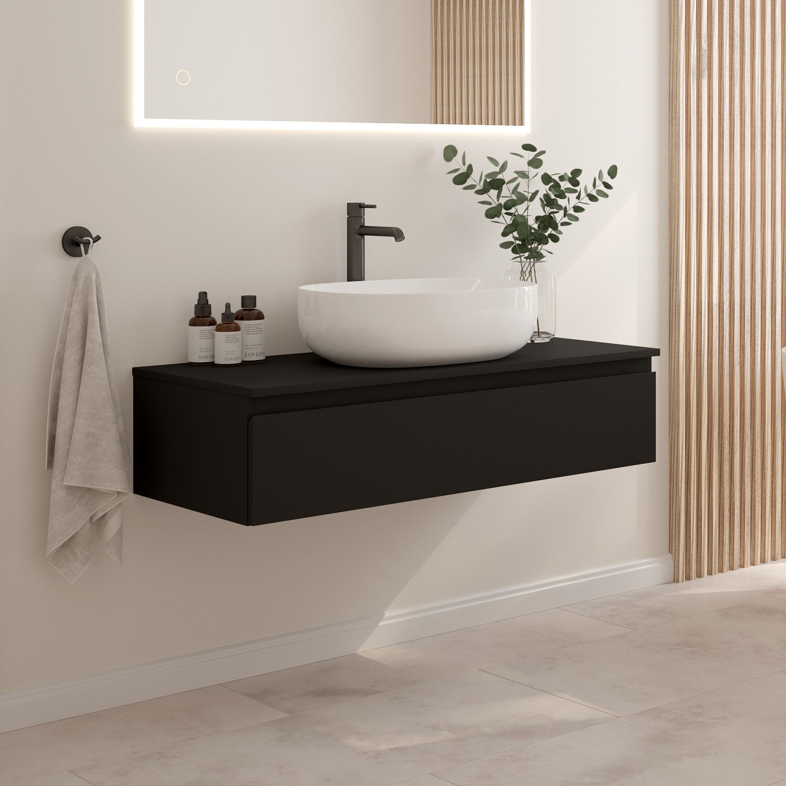 Oltens Vernal szafka 100 cm podumywalkowa wisząca czarny mat 60011300 - Wysyłka w 24h