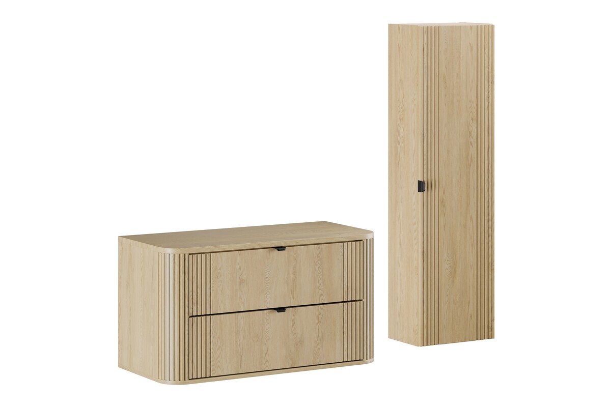 Zestaw Comad Ovalia Cremona szafka z blatem 100 cm wisząca i szafka boczna wysoka dąb SET-OVC B CREMONA 100CM HC