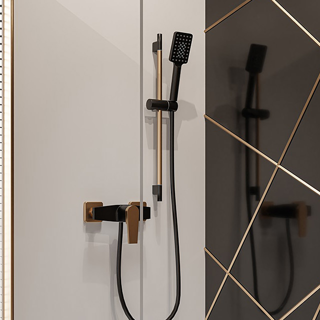 Invena Midnight Trend zestaw prysznicowy ścienny czarny mat/różowe złoto AU-35-014