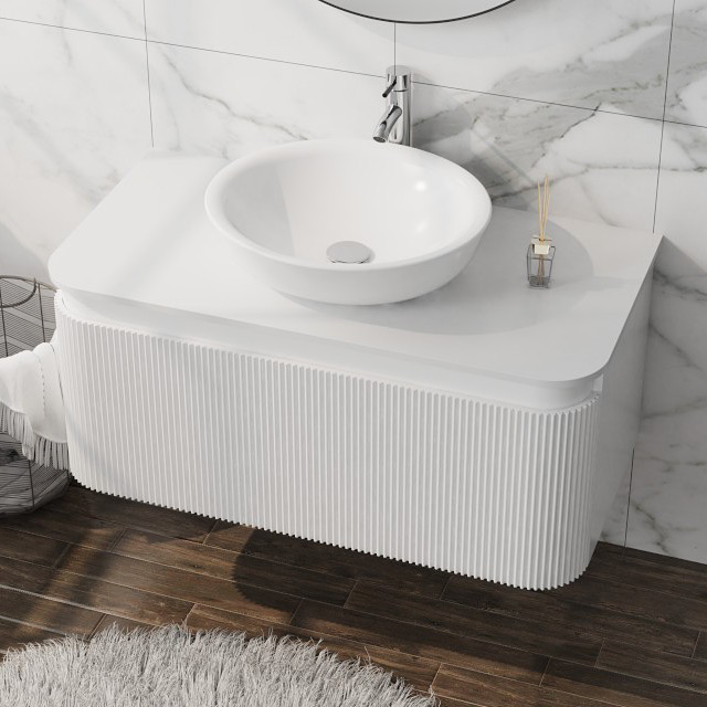 LaVita Vermont szafka z blatem 100x52x42 cm podumywalkowa wisząca biała/stone white