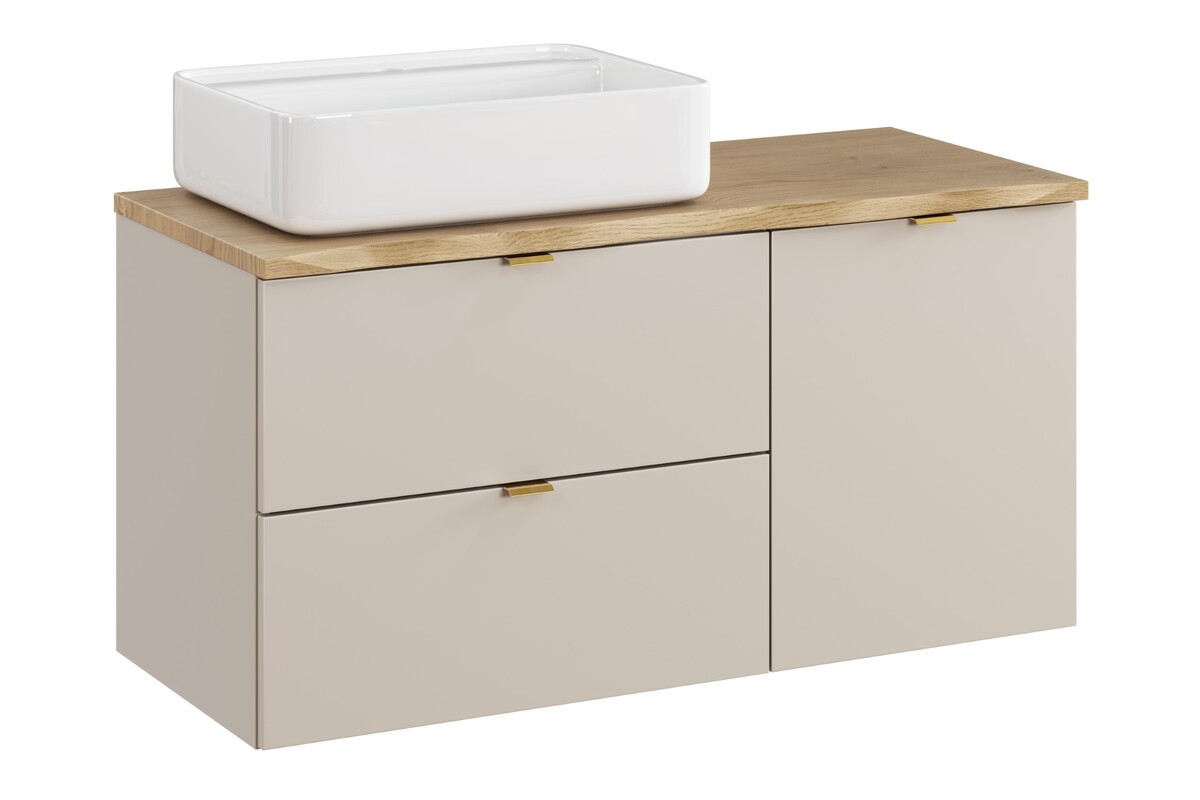 Zestaw Comad Dalia Cashmere szafka 60 cm wisząca i szafka 40 cm cargo z blatem 100 cm i umywalka Magic 2 dąb/kaszmir/biały SET-DC B NAT ...