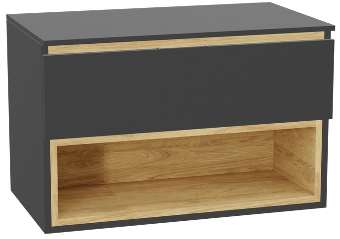 Zestaw Excellent Tuto 2.0 szafka 80 cm podumywalkowa wisząca z blatem szary-dąb MLEX.2171.K.80.011G.GRGR