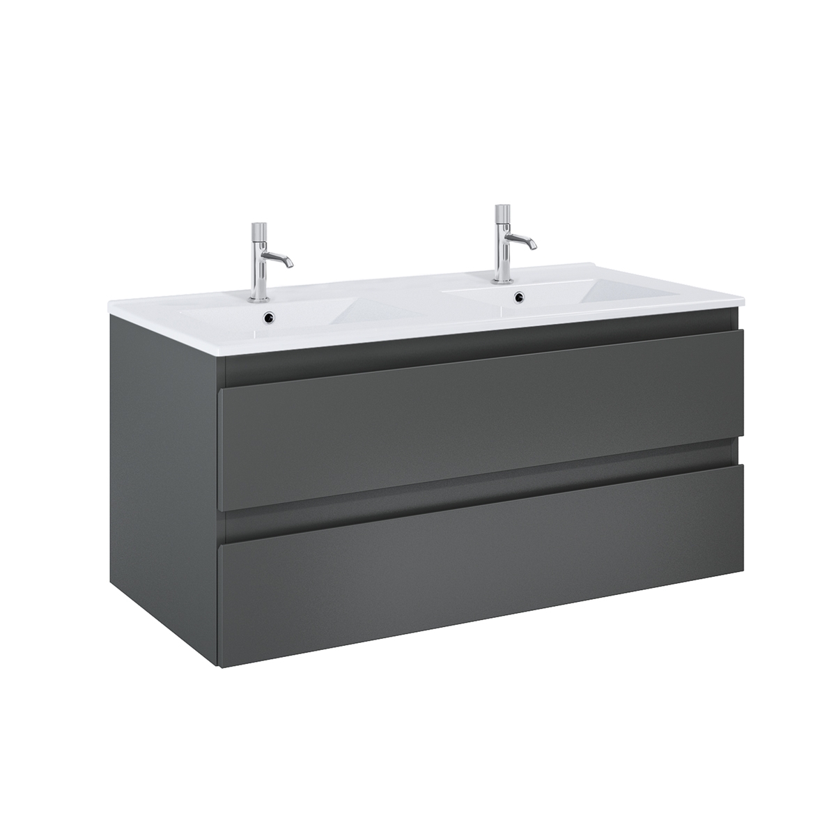 Oltens Vernal szafka 120 cm podumywalkowa wisząca z umywalką grafit mat/biały połysk 68464400 - Wysyłka w 24h