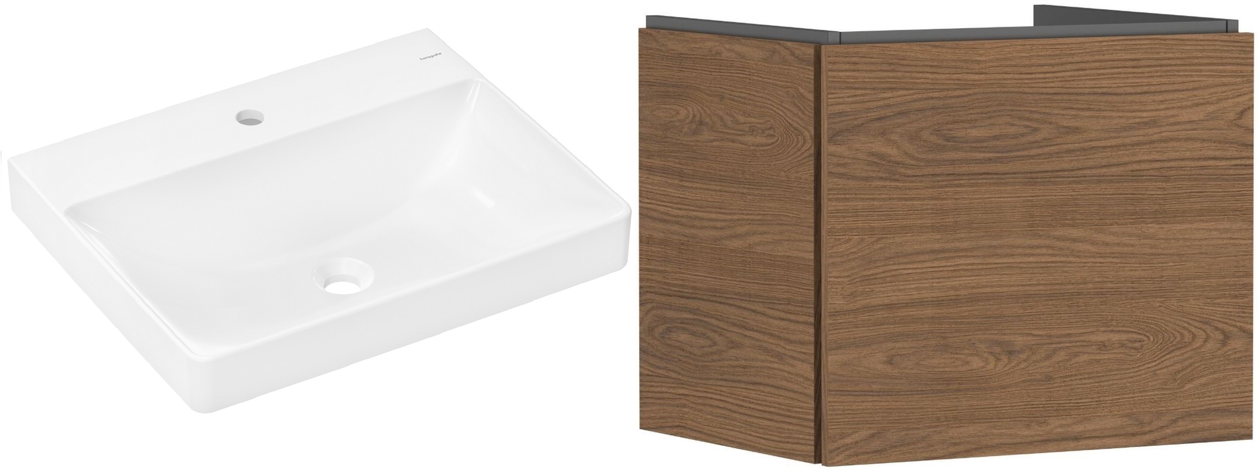 Zestaw Hansgrohe Xelu Q umywalka z szafką Xilesa E 60 cm dąb (54253550, 60317450)