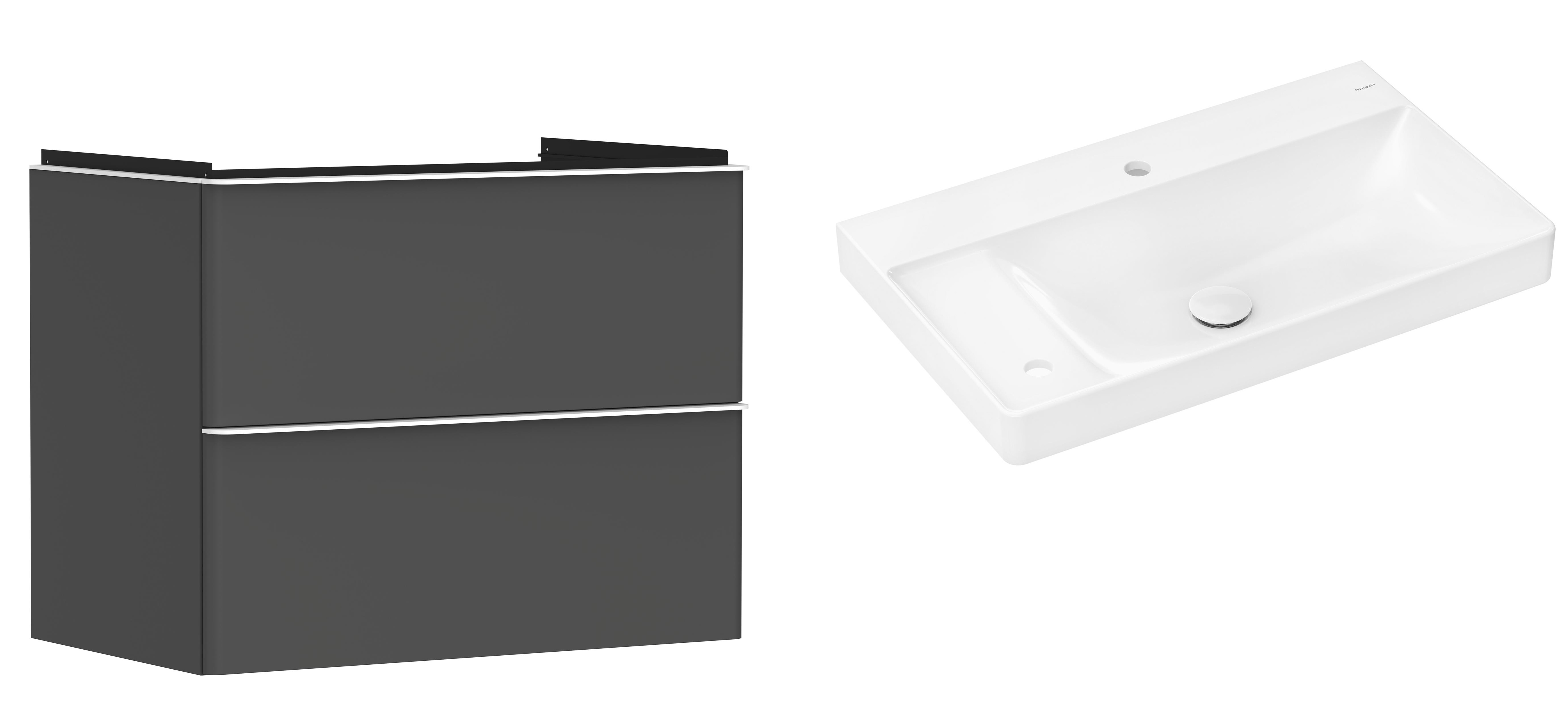 Hansgrohe Xelu Q szafka wisząca z umywalką 80x48 cm szary diament mat/biały mat/biały (54028700, 61031450)