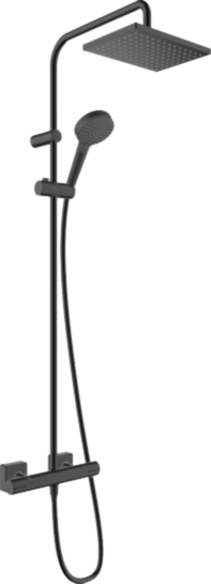 Hansgrohe Vernis Shape zestaw prysznicowy termostatyczny z deszczownicą czarny mat 26097670