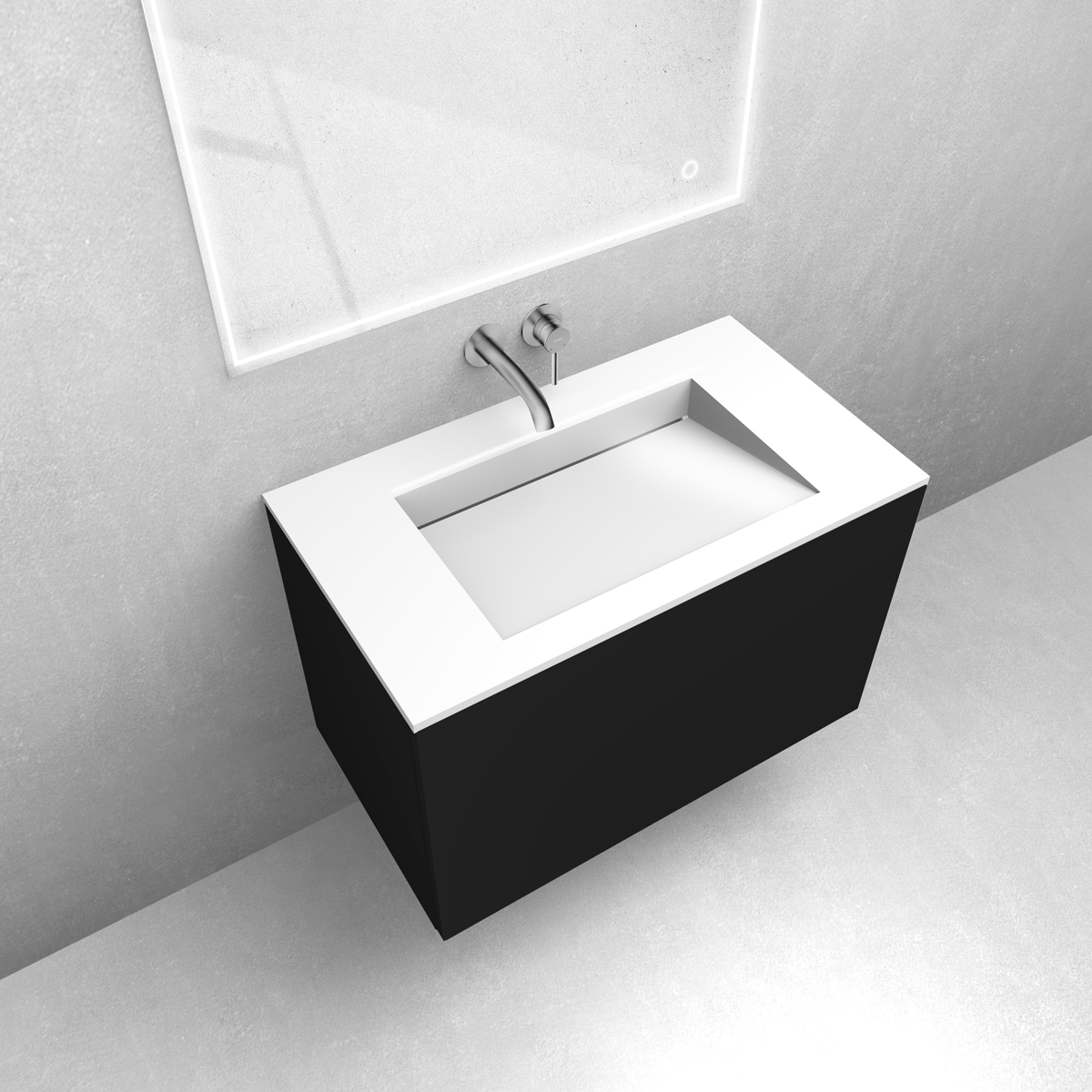 Zestaw Oltens Lun szafka podumywalkowa 80 cm z umywalką Stila LavaForm czarny mat/biały połysk 68760300 - Wysyłka w 24h