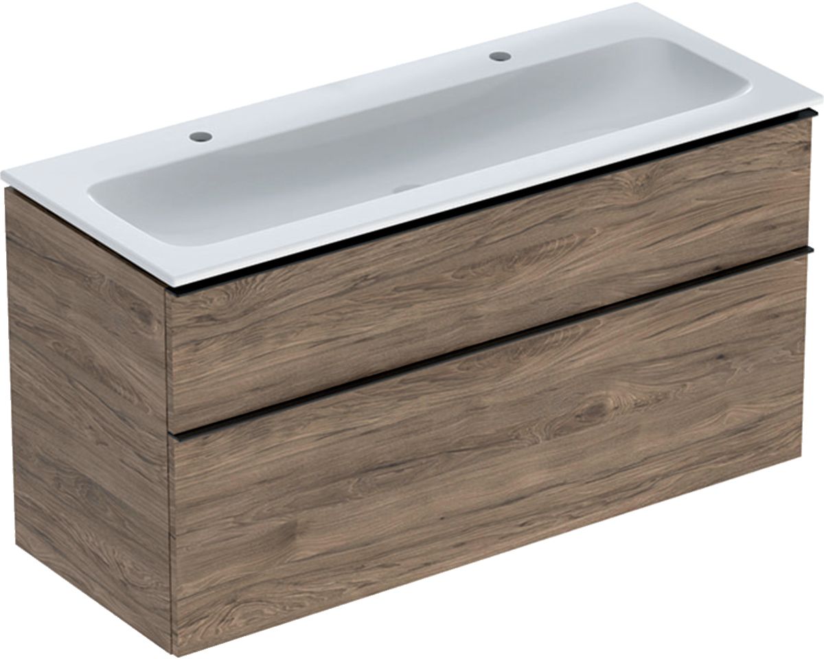 Geberit iCon Set Slim umywalka z szafką 120 cm zestaw meblowy orzech hickory/lava mat 502.338.JR.1