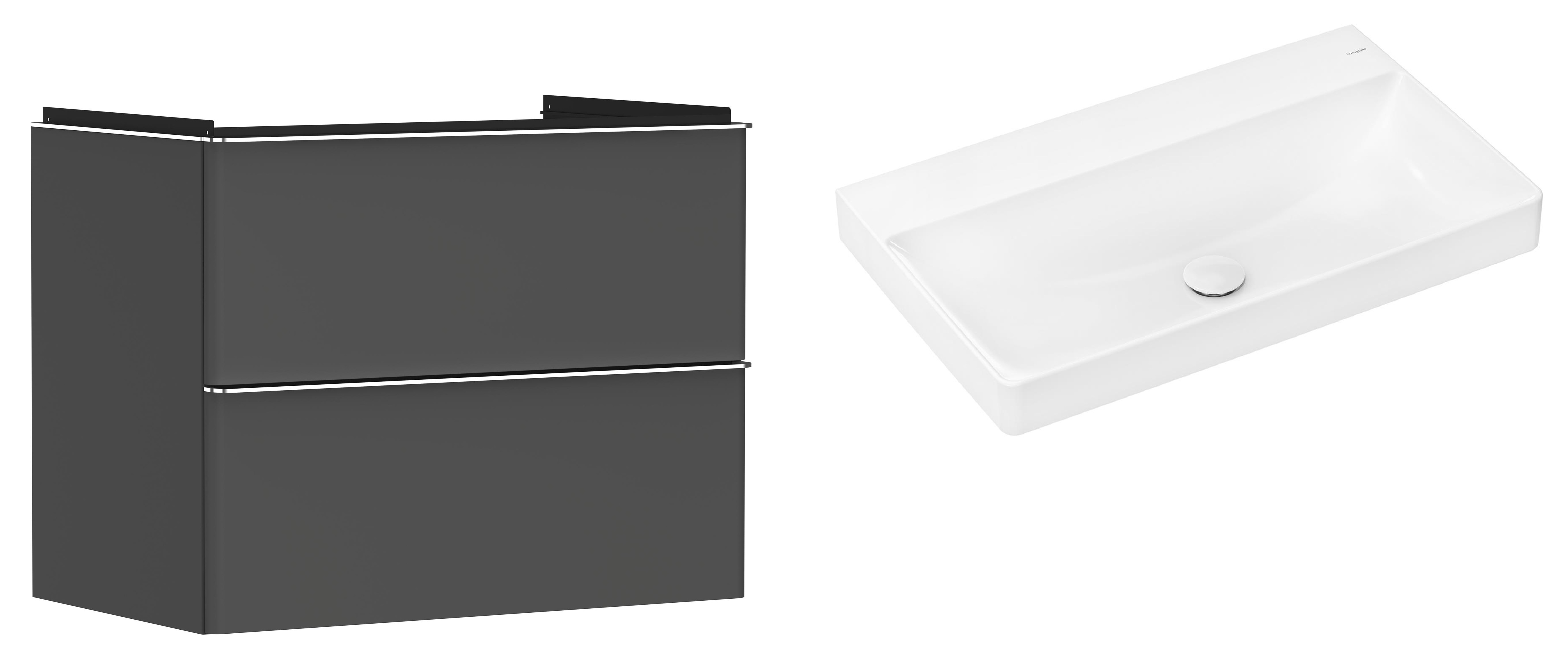 Hansgrohe Xelu Q szafka wisząca z umywalką 80x48 cm szary diament mat/chrom/biały (54028000, 61021450)