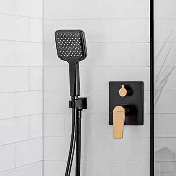 Invena Midnight zestaw prysznicowy podtynkowy z deszczownicą czarny mat/różowe złoto BS-35-014