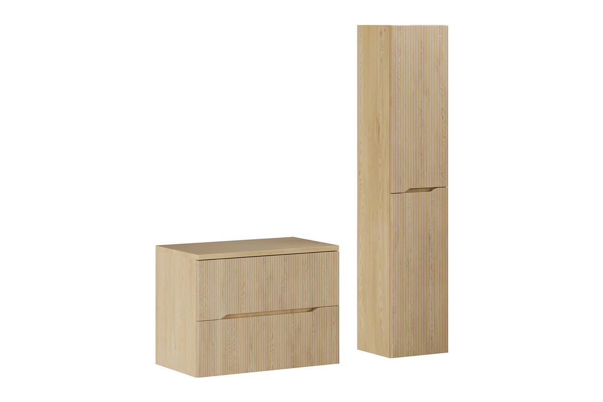 Zestaw Comad Nordic Cremona szafka 80 cm podumywalkowa wisząca z blatem wisząca i szafka boczna wysoka dąb SET-NC B CREMONA 80CM HC