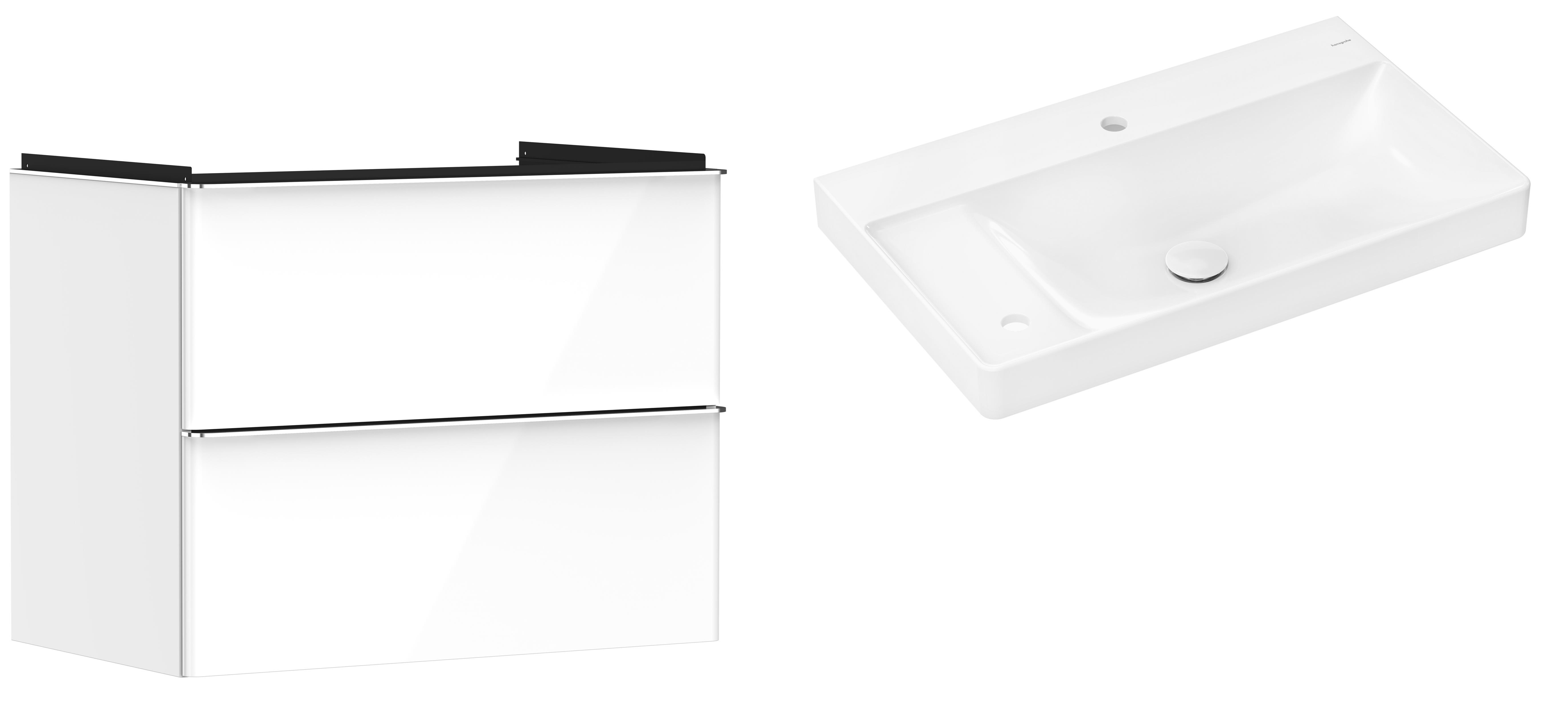 Hansgrohe Xelu Q szafka wisząca z umywalką 80x489 cm biały wysoki połysk/chrom/biały (54027000, 61031450)