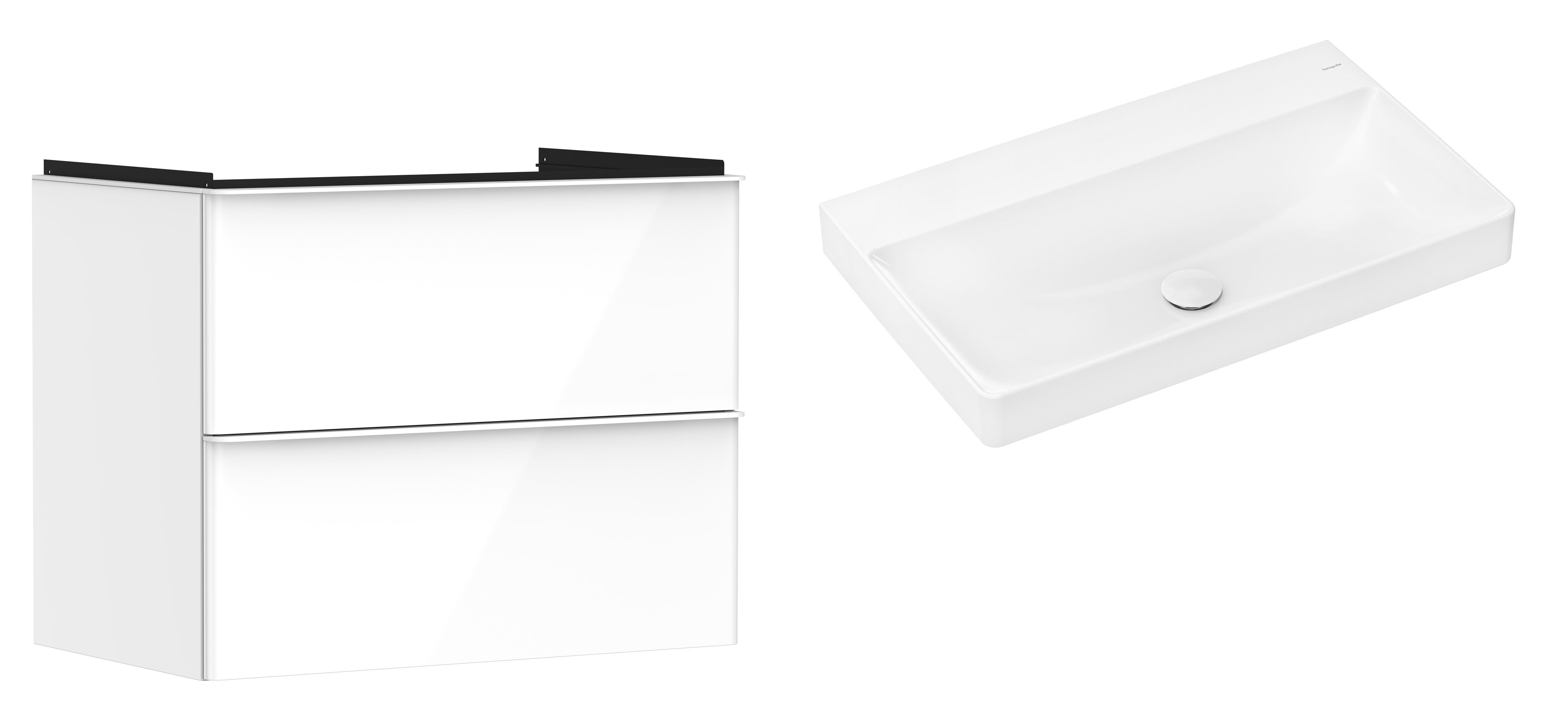 Hansgrohe Xelu Q szafka wisząca z umywalką 80x48 cm biały wysoki połysk/biały mat/biały (54027700, 61021450)