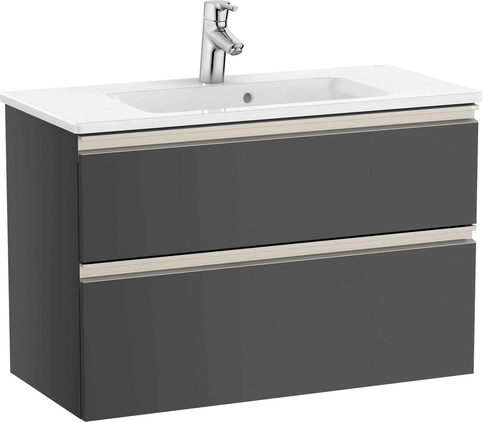 Roca Gap-N Compacto Unik zestaw łazienkowy 80 cm umywalka z szafką antracyt połysk A851497153 - Wysyłka w 24h