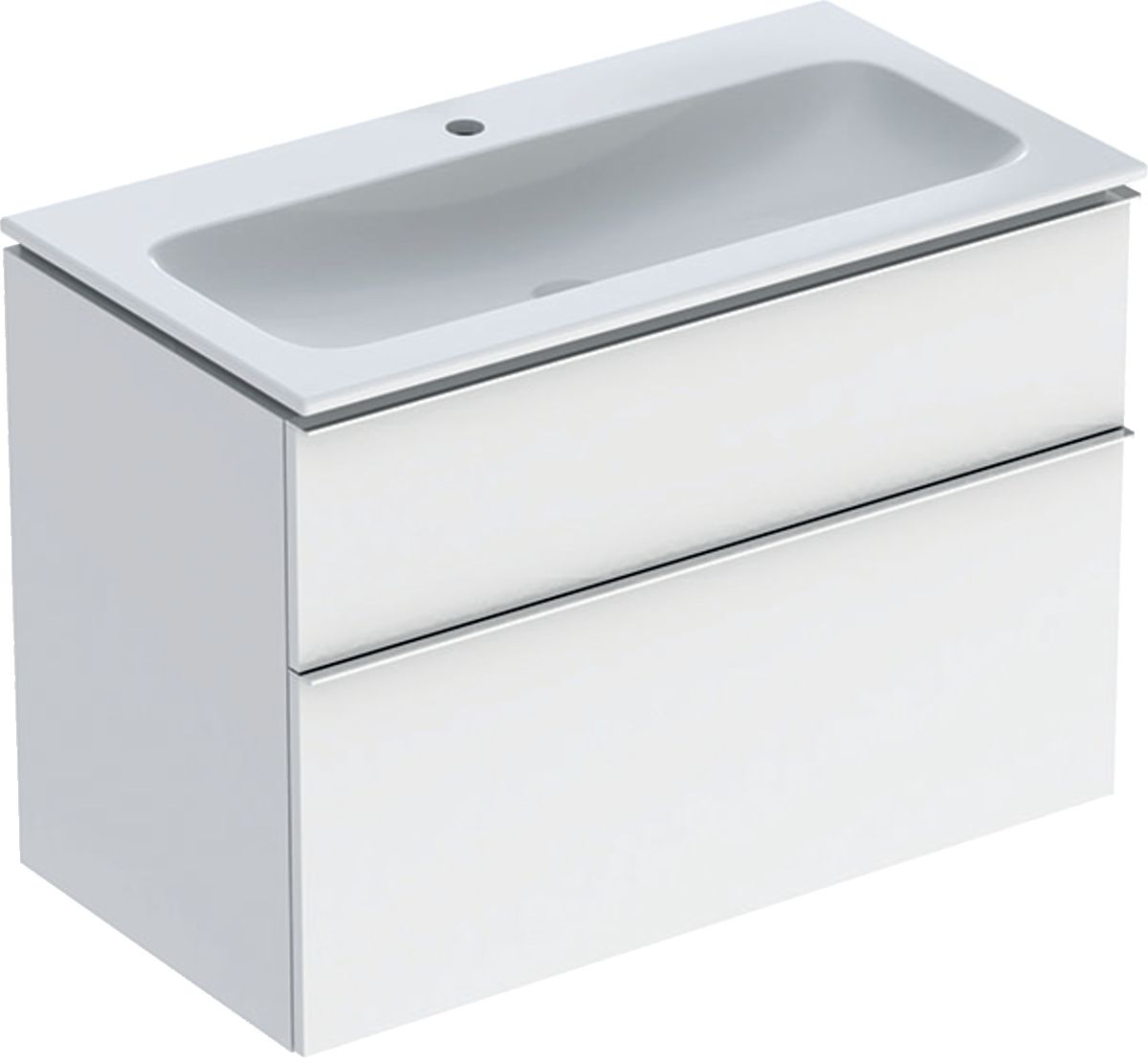Geberit iCon Set Slim umywalka z szafką 90 cm zestaw meblowy biały połysk/chrom 502.337.01.2