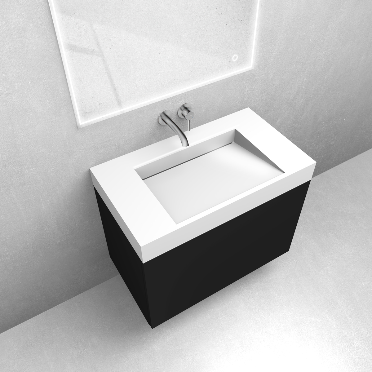 Zestaw Oltens Lun szafka podumywalkowa 80 cm z umywalką Stila LavaForm czarny mat/biały połysk 68798300 - Wysyłka w 24h