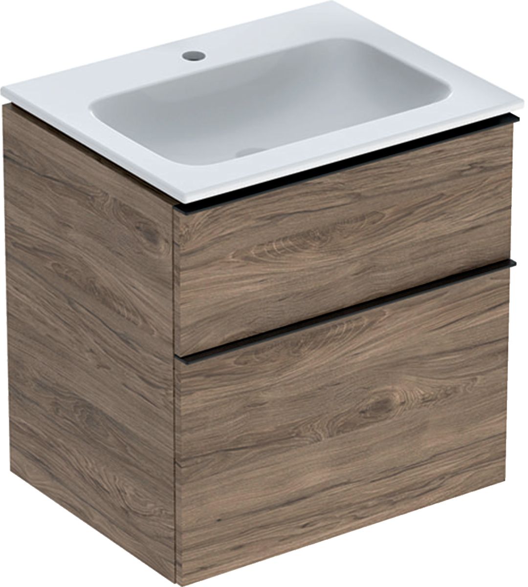Geberit iCon Set Slim umywalka z szafką 60 cm zestaw meblowy orzech hickory/lava mat 502.335.JR.1
