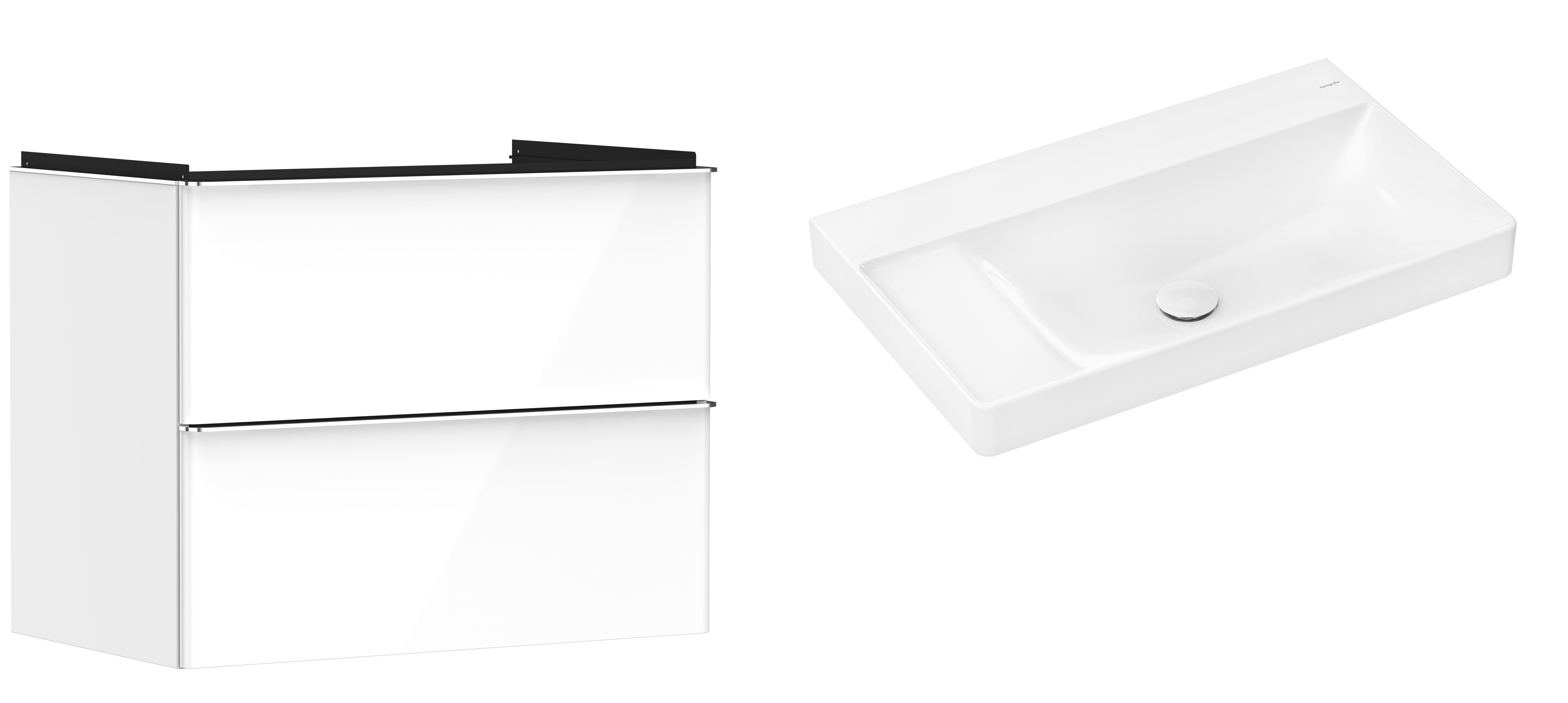 Hansgrohe Xelu Q szafka wisząca z umywalką 80x48 cm biały wysoki połysk/chrom/biały (54027000, 61032450)