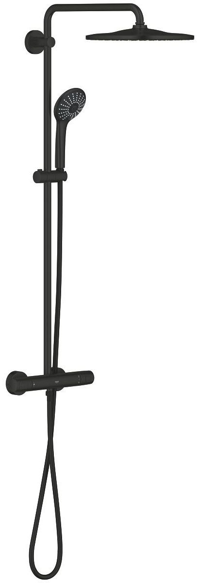 Grohe Vitalio Joy zestaw prysznicowy ścienny termostatyczny z deszczownicą czarny 264002431