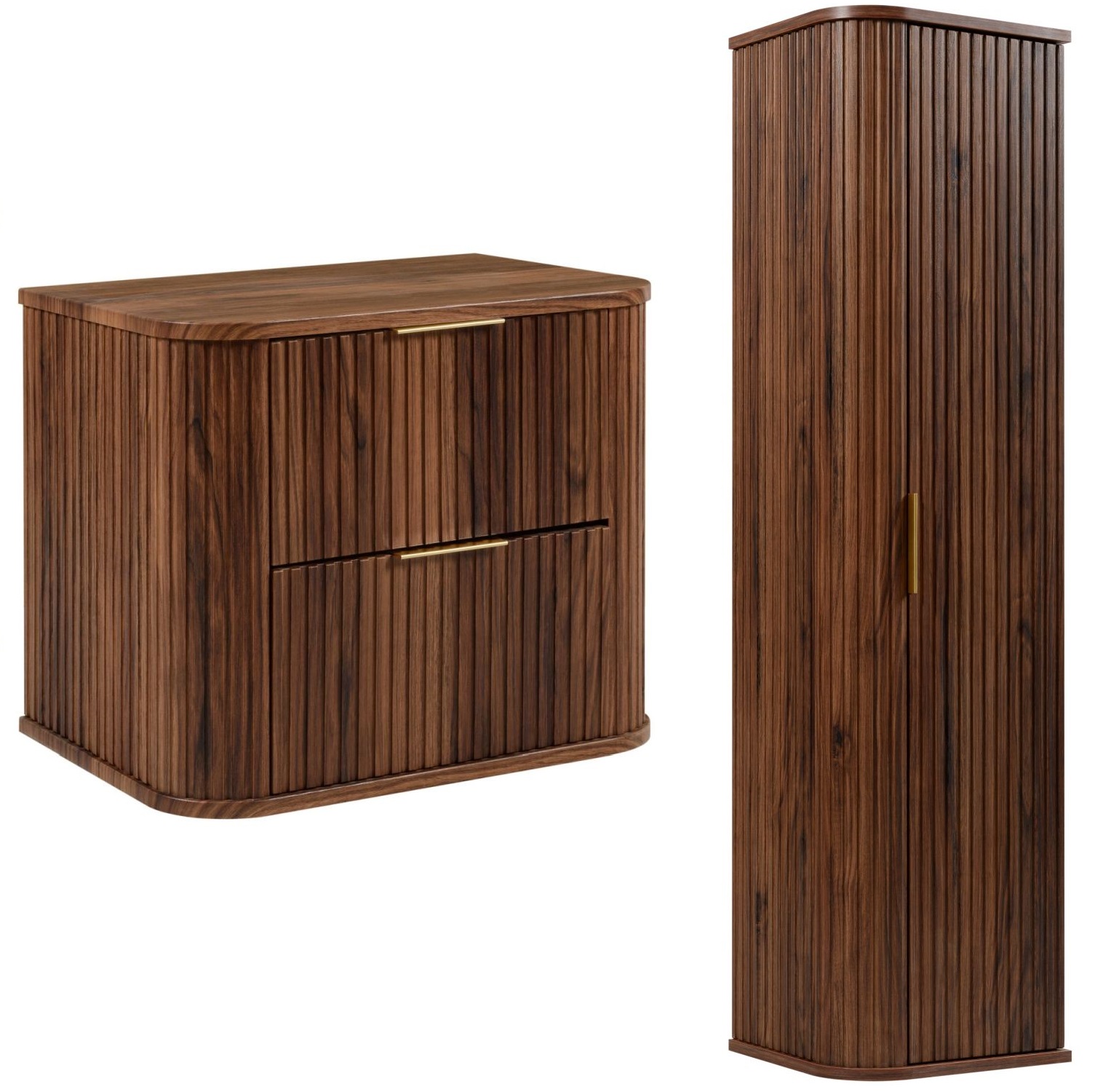 Zestaw Rodan Elegance szafka z blatem 60 cm podumywalkowa wisząca z szafką 139 cm boczną dąb orzech (5906154457880, 5906154457927)