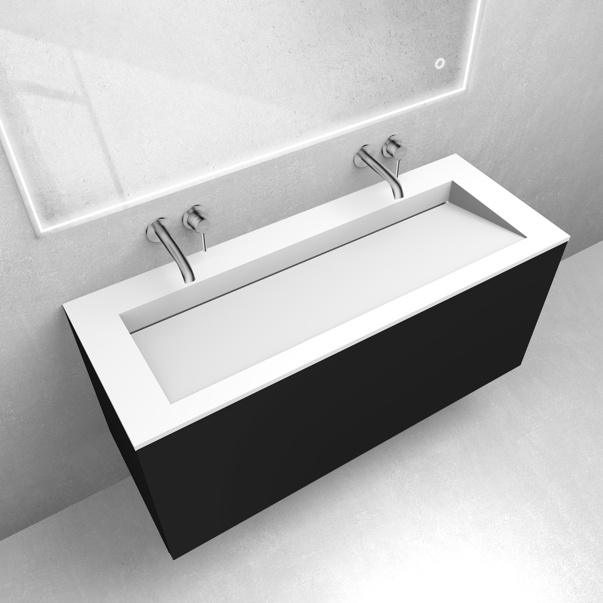 Zestaw Oltens Lun szafka podumywalkowa 120 cm z umywalką Stila LavaForm czarny mat/biały mat 68765300 - Wysyłka w 24h