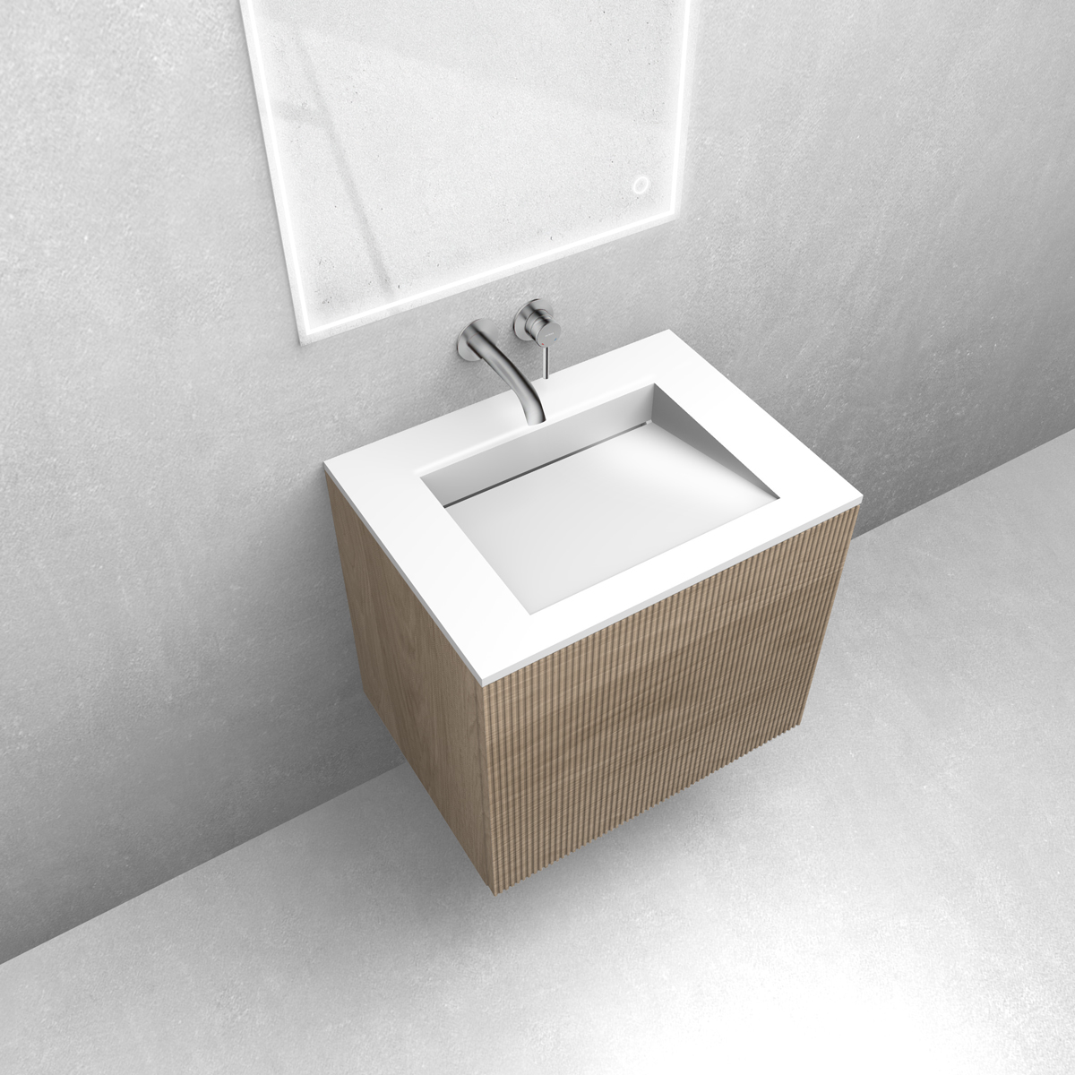 Zestaw Oltens Lun szafka podumywalkowa 60 cm z umywalką Stila LavaForm dąb/biały połysk 68748060 - Wysyłka w 24h