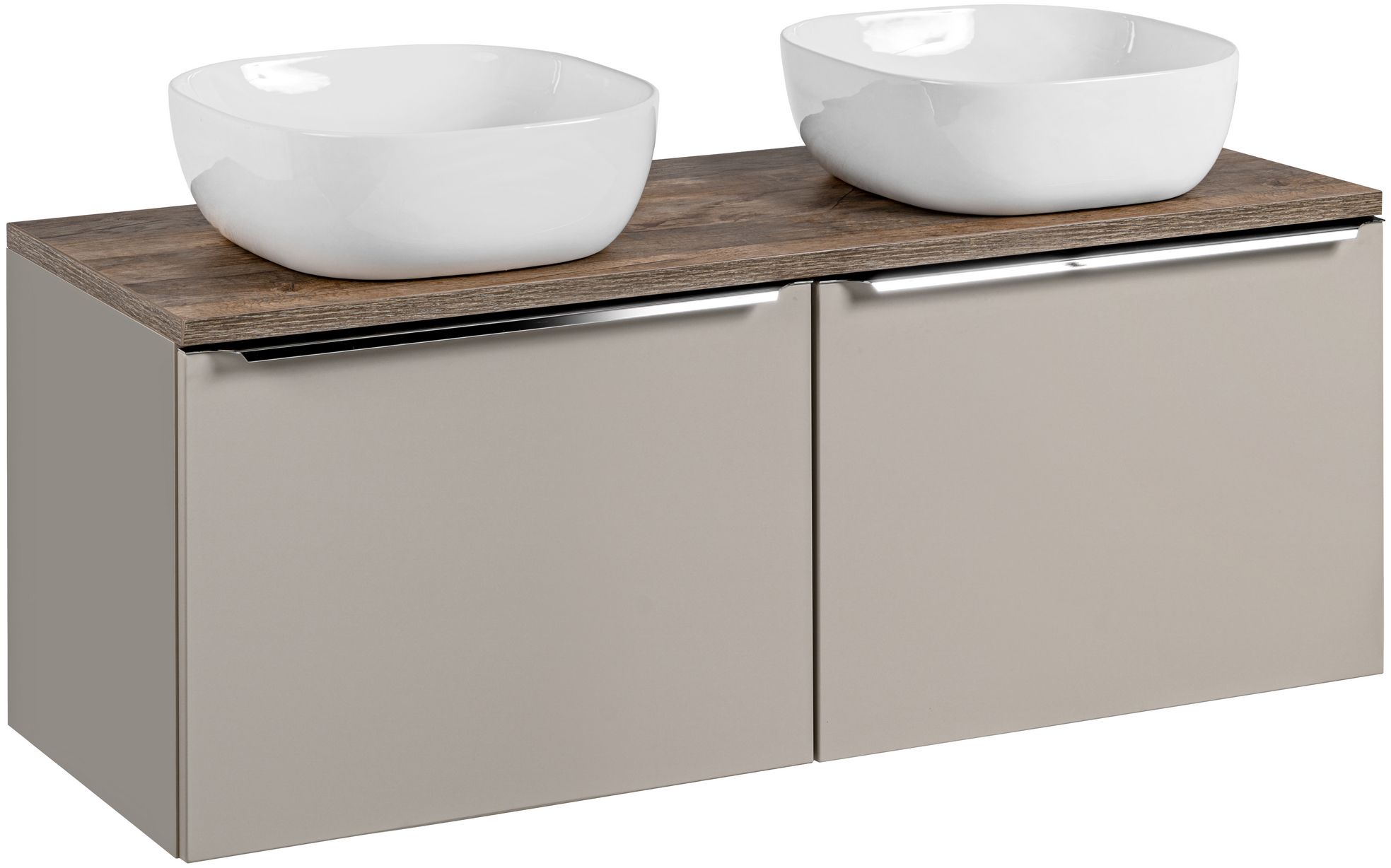 Zestaw Comad Santa Fe Taupe szafka 60x45,6x46 cm podumywalkowa wisząca z blatem i umywalką szara SET-SFT B 120CM UN 6252