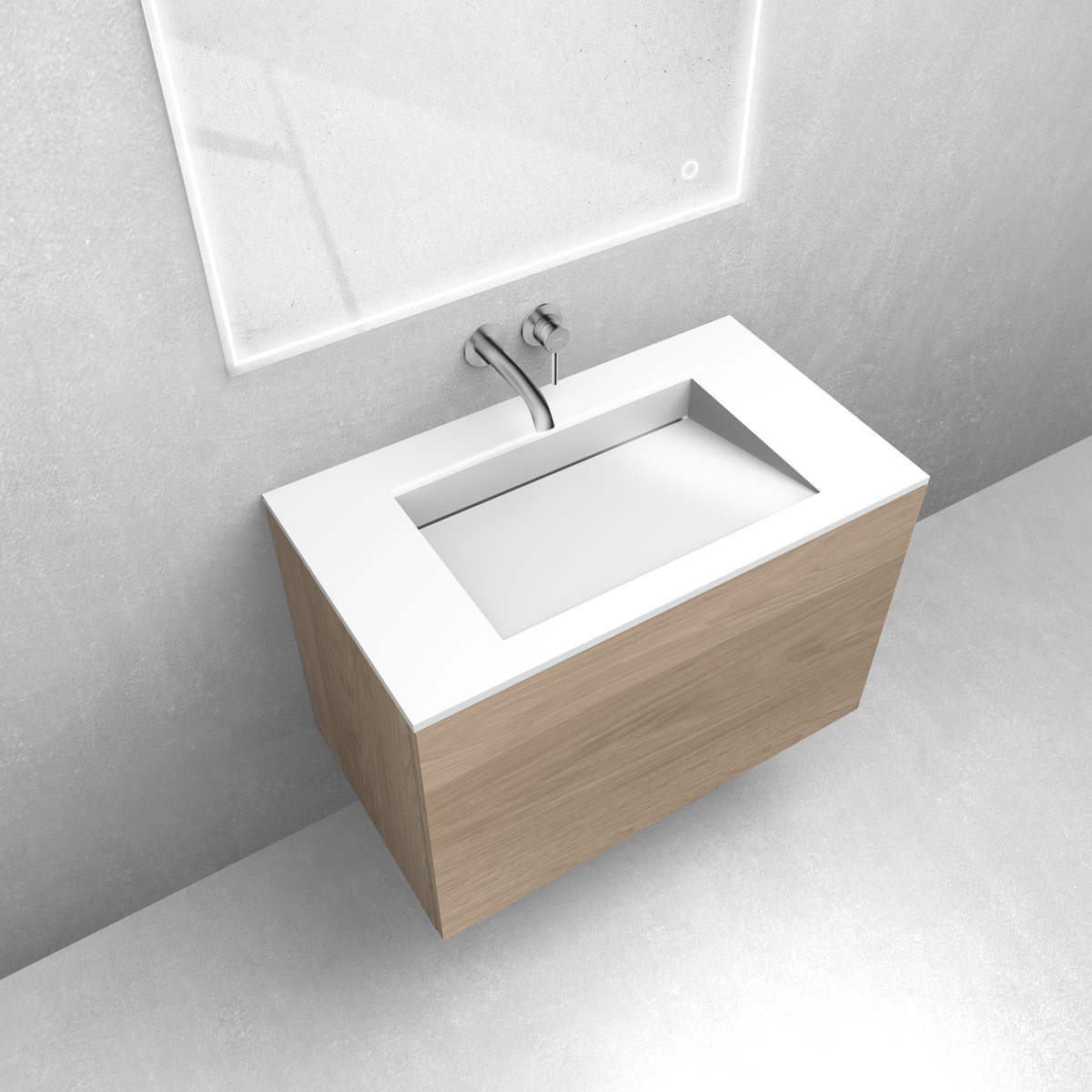 Zestaw Oltens Lun szafka podumywalkowa 80 cm z umywalką Stila LavaForm dąb/biały połysk 68760060 - Wysyłka w 24h
