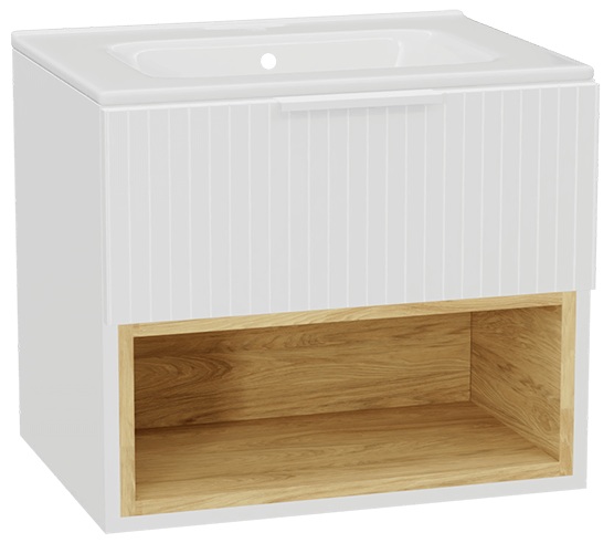 Zestaw Excellent Tuto 2.0 szafka 60 cm podumywalkowa wisząca z umywalką Pik biały-dąb/biały MLEX.2171.K.60.0365.WHWH