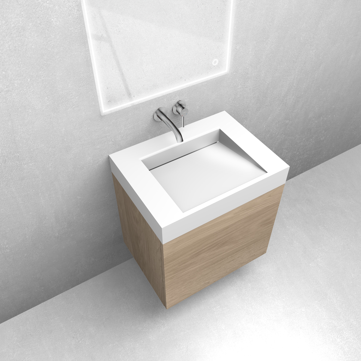 Zestaw Oltens Lun szafka podumywalkowa 60 cm z umywalką Stila LavaForm dąb/biały połysk 68796060 - Wysyłka w 24h