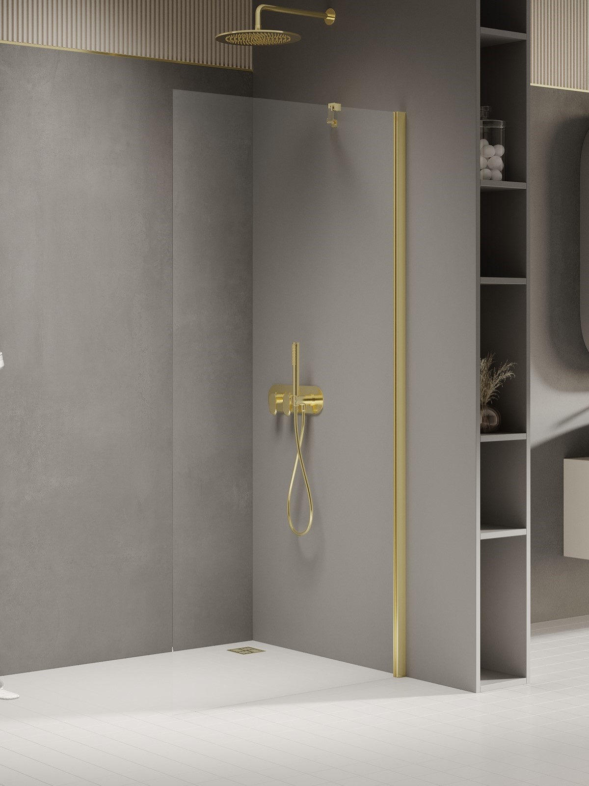 New Trendy New Soleo Light Gold ścianka prysznicowa walk-in 50 cm złoty połysk/szkło przezroczyste K-2091