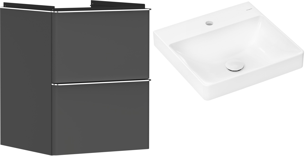 Hansgrohe Xelu Q szafka wisząca z umywalką 50x48 cm szary diament mat/chrom/biały (54020000, 61012450)