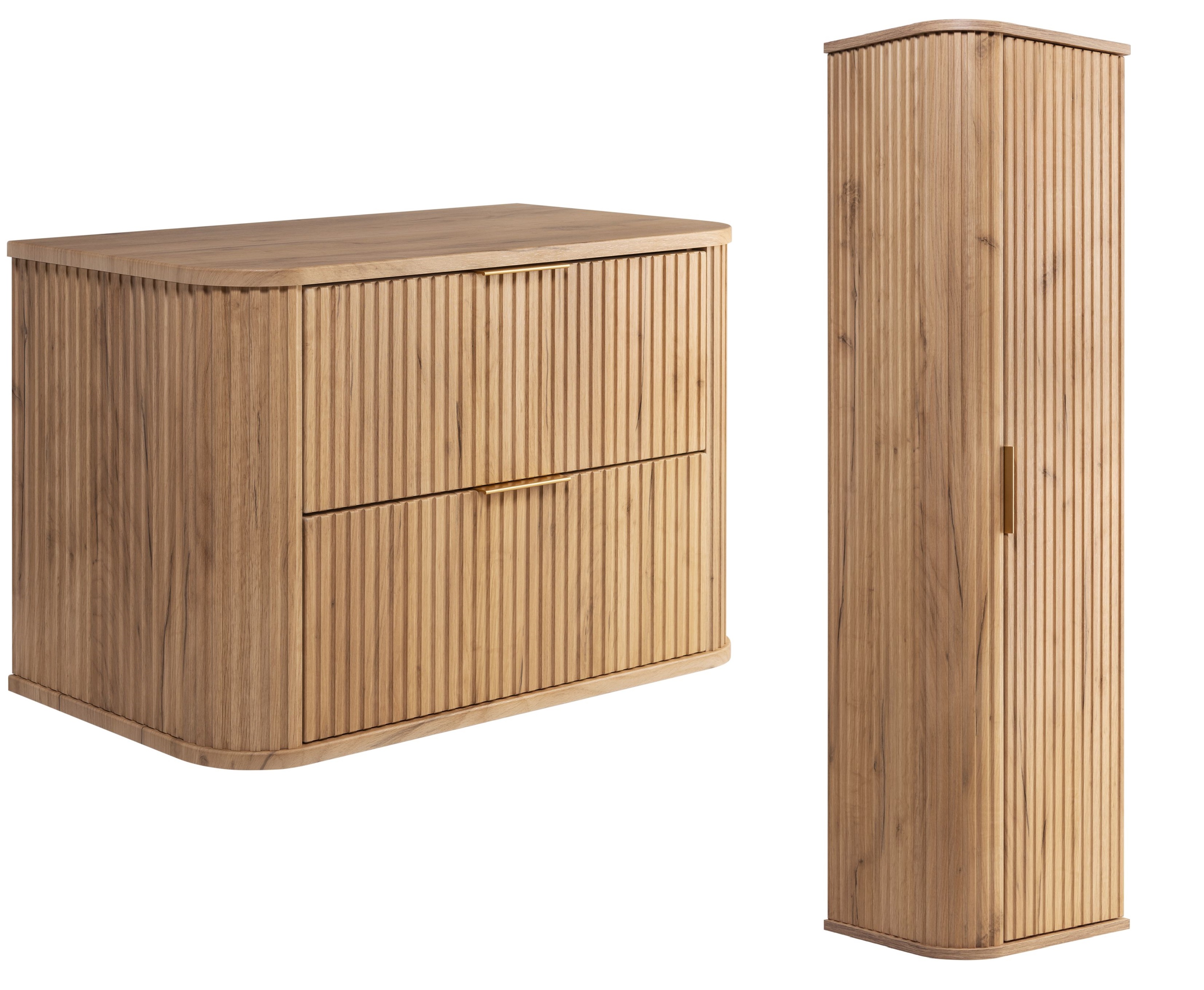Zestaw Rodan Elegance szafka z blatem 80 cm podumywalkowa wisząca z szafką 139 cm boczną dąb (5906154450652, 5906154450645) - Wysyłka w 24h