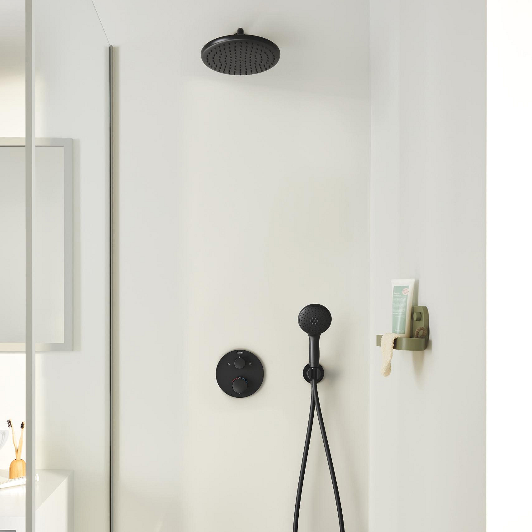 Grohe Vitalio Start zestaw prysznicowy podtynkowy termostatyczny z deszczownicą czarny 348832430 - Wysyłka w 24h